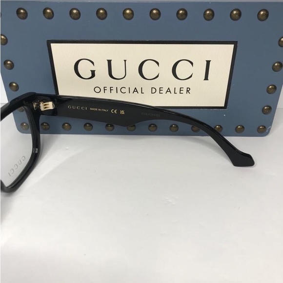 New Authentic GUCCI GG1428O 001 square Gucci optical comes shiny black frame. - Picture 11 of 12